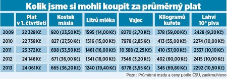 Kolik jsme si mohli koupit za průměrný plat