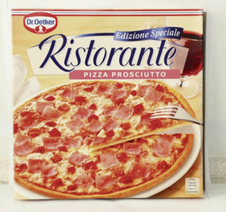 Dr. Oetker Ristorante Pizza Prosciutto (320 g): Obsah šunky: 8,2 %. Jakost: standardní.