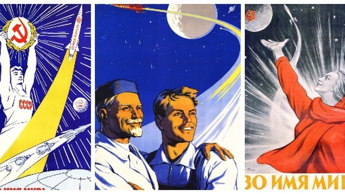 Sovětské plakáty odrážející éru dobývaní vesmíru