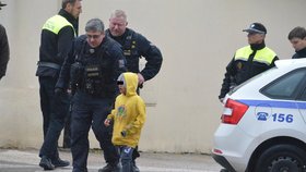 Jeden z malých pachatelů po zadržení strážníky a policií.