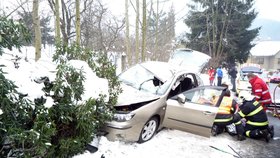 V Plavech na Jablonecku zasáhl osobní automobil kus ledu, letící z protijedoucího kamionu. Řidiče s těžkými poraněními převezli do Liberecké nemocnice. Ovšem až poté, co ho vyprostili zasahující hasiči z jeho zdemolovaného vozu