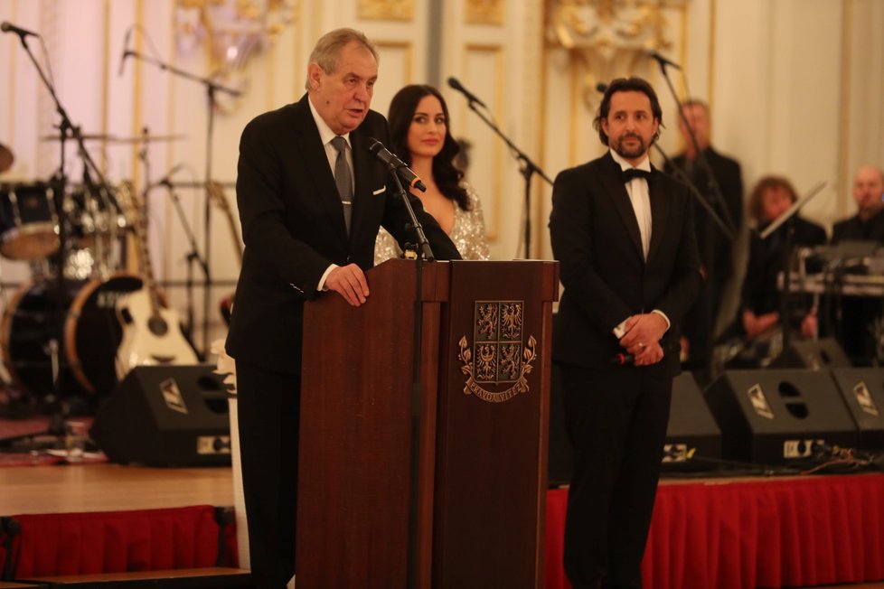 Prezident Miloš Zeman během projevu při zahájení pátého charitativního plesu prezidenta Miloše Zemana (10.01.2020)
