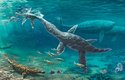 Dlouhokrký mořský ještěr plesiosaurus