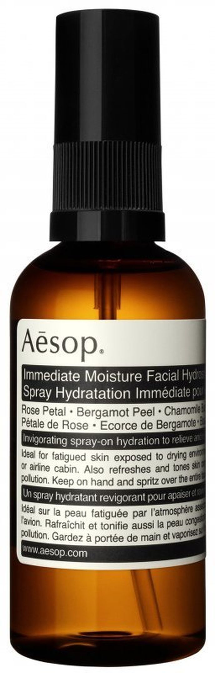 Hydratační mlha s obsahem výtažků z růžových lístků, Aesop přes Ingredients-store.com, 520 Kč Hydratační mlha s obsahem výtažků z růžových lístků, Aesop přes Ingredients-store.com, 520 Kč