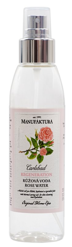 Přírodní růžová voda s vřídelní solí pro čištění, hydrataci a zpevnění pleti, Manufaktura; 295 Kč (155 ml) Koupíte na www.manufaktura.cz.