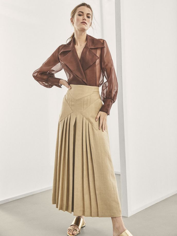 Lněná plisovaná sukně Limited Edition, Massimo Dutti, 3495 Kč