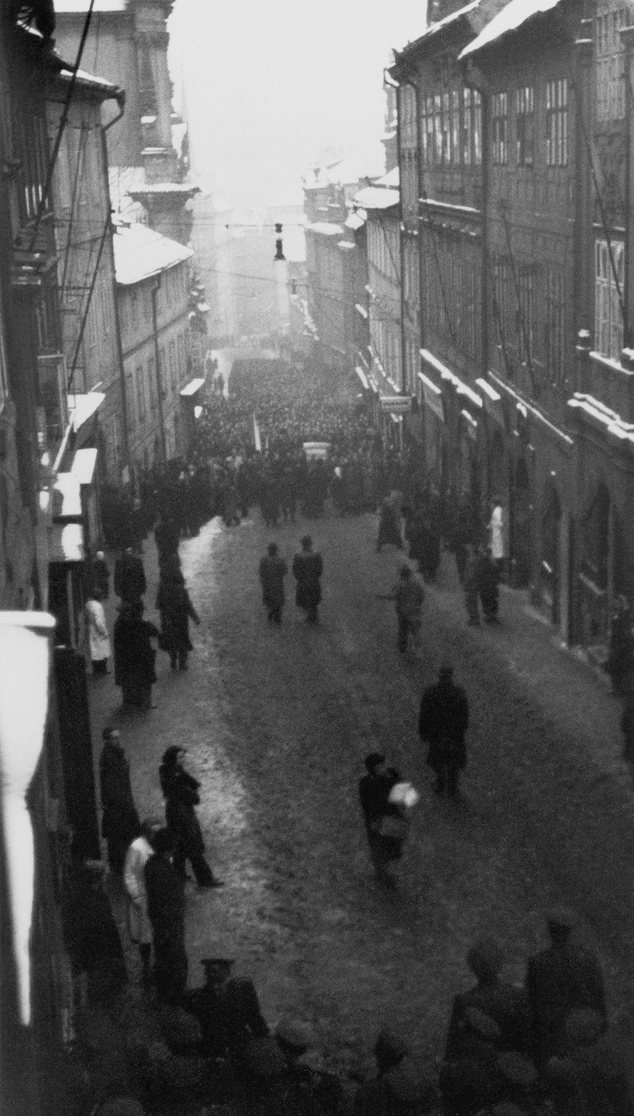 Jediná známá fotografie ze studentského pochodu na Pražský hrad 25. února 1948