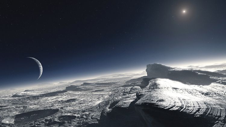 Většinu povrchu Pluta pokrývá dusíkový led