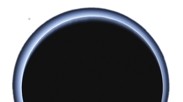 Snímek Plutovy atmosféry, který pořídila sonda New Horizons