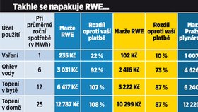 Takhle se napakuje RWE a dalších 5 hlavních dodavatelů (v základních cenících společností).