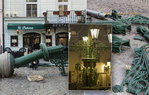 Historická plynová lampa v centru Prahy skončila na cucky! Nabourali ji popeláři