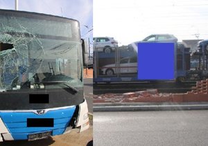 Řidič nezabrzdil autobus, ten zbořil zeď u vlakového nádraží.