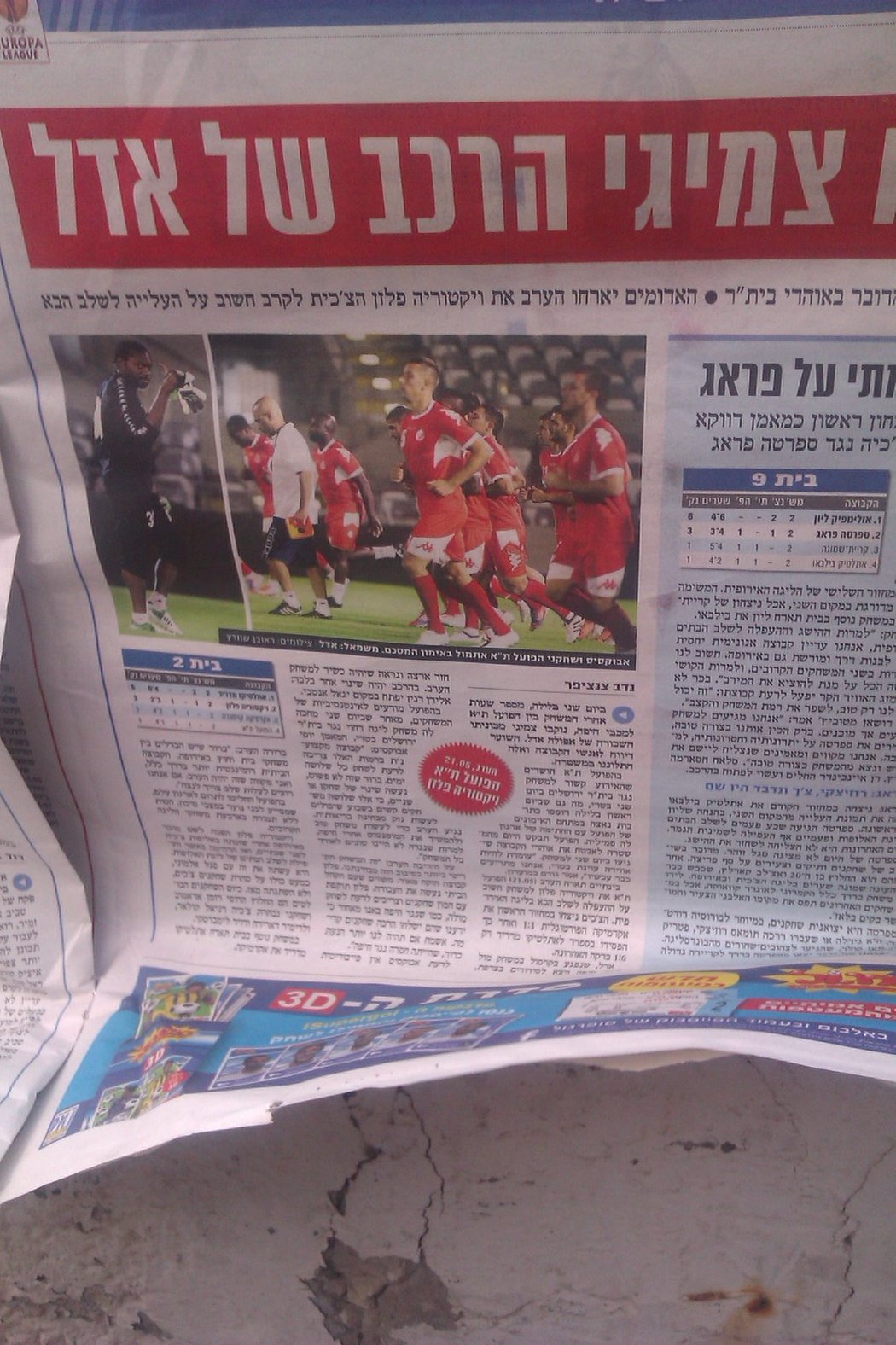 Izraelský tisk píše o zápasu s Viktorií Plzeň na jedné stránce.