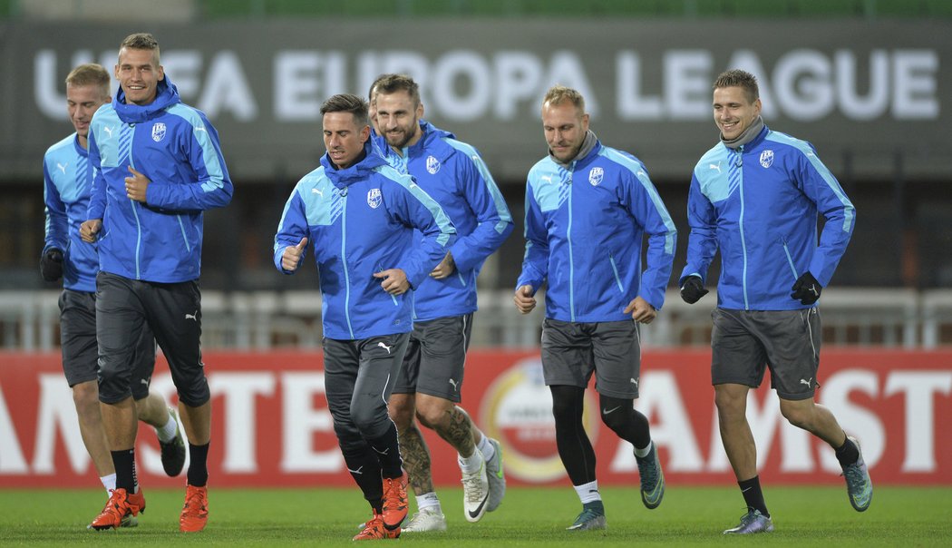 Trénink fotbalistů Plzně ve Vídni před čtvrtečním duelem Evropské ligy s Rapidem.