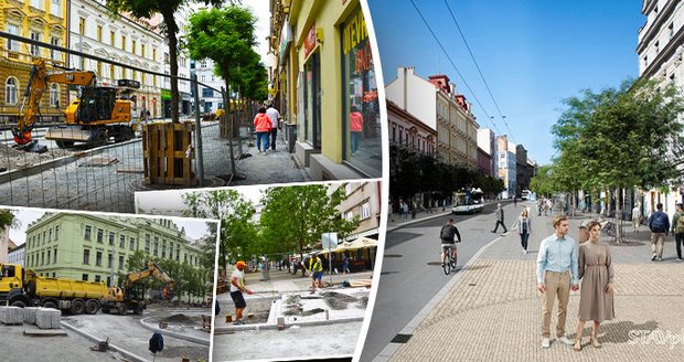 Rozkopaná Americká třída v Plzni rozčiluje lidi i obchodníky. Mnozí argumentují, že stav po rekonstrukci (foto vlevo) se nebude příliš lišit od toho, jak to vypadalo dříve.