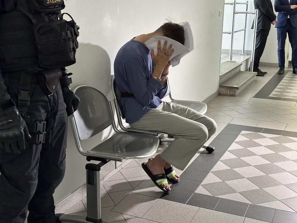 Mladík (18) obviněný ze znásilnění dívky, kterou pak v pytli shodil ze srázu, u okresního soudu v Plzni.