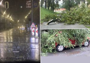 Jih Moravy ničila silná bouřka, která vyvracela stromy a lámala větve. Hasiči měli nahlášený nový případ co deset vteřin.