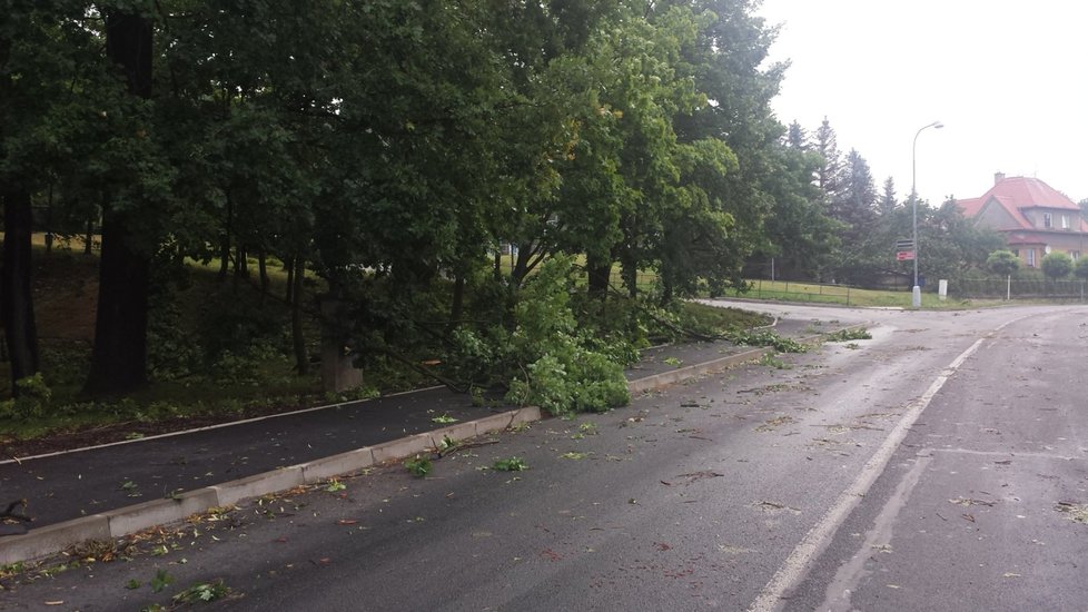 Vichřice v Oseku: Bouře lámala stromy a ničila auta.