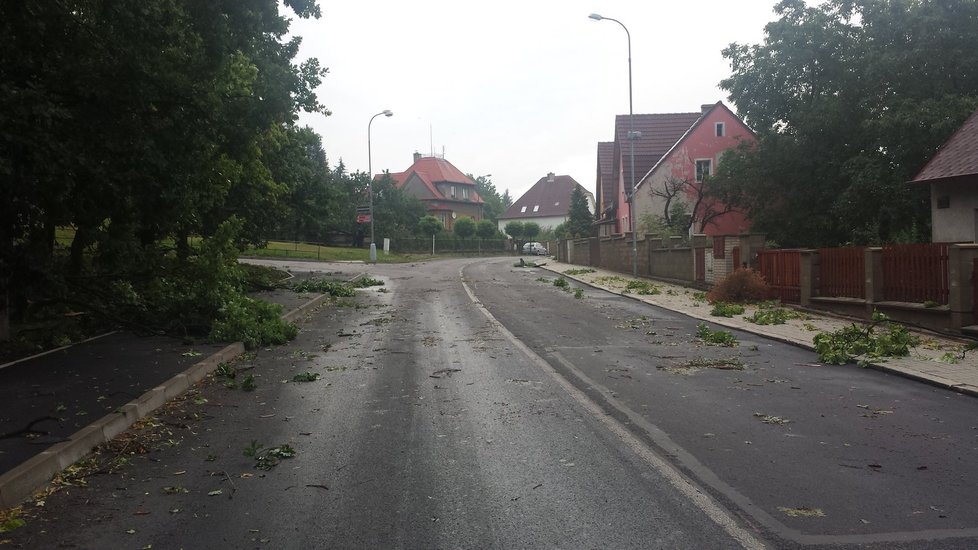 Vichřice v Oseku: Bouře lámala stromy a ničila auta.