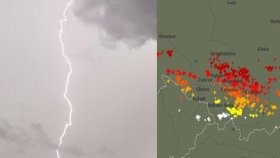 Bouřka postupovala od Baltu přes Polsko až k nám, zachytily meteostanice.