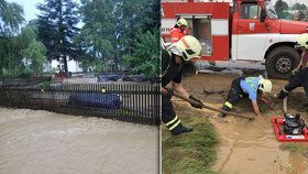 Plné ruce práce měli kvůli bouřce, přívalovému dešti a bleskovým záplavám hasiči v Moravskoslezském kraji