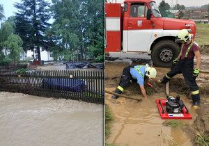 Plné ruce práce měli kvůli bouřce, přívalovému dešti a bleskovým záplavám hasiči v Moravskoslezském kraji
