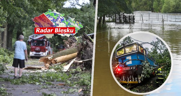 Řádění bouřek v Česku: 2 mrtví, rozvodněné toky, evakuace dětí z táborů. Sledujte radar Blesku