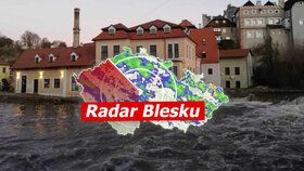 Stav ohrožení na Vltavě v Krumlově. A v Litoměřicích uvízla loď, sledujte radar Blesku