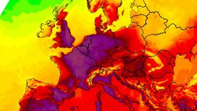 Mapy ukazující očekávané vedro v Česku.