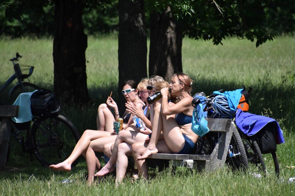 Prvními milovníky slunění a koupání ožilo první červnovou sobotu i přírodní koupaliště Poděbrady u Olomouce. (13. 6. 2020)