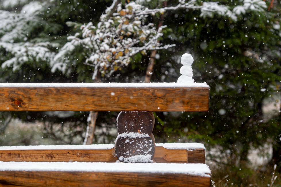 V Krkonoších napadl začátkem října první sníh (3. 10. 2019)