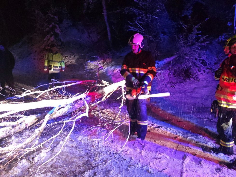 V Karlovarském kraji sněžilo, hasiči měli napilno (28.11.2023)