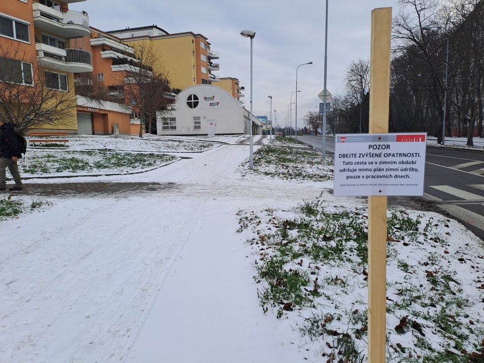 Zatímco si lidé v Brně na náledí lámou kosti, úřady si spíše lámou hlavu, jak se z případné odpovědnosti za úraz chodce zbavit zodpovědnosti.