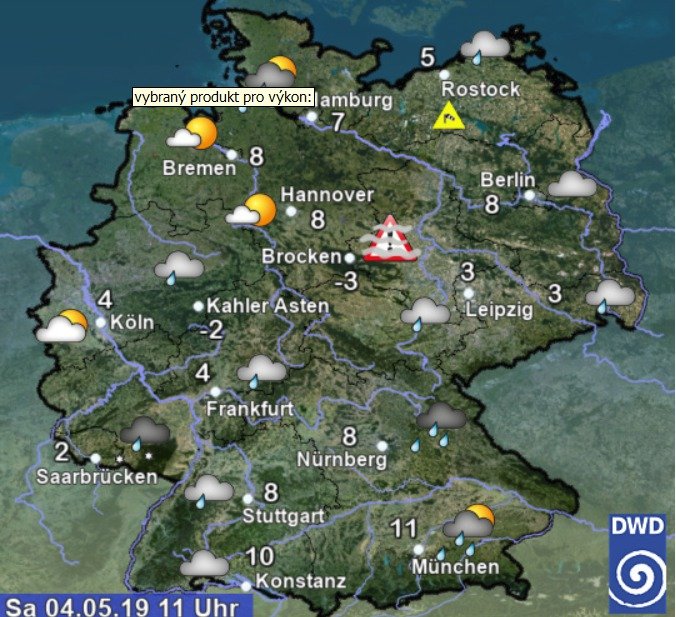 Počasí v 11:00 v Německu