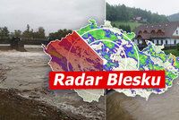 Zatopené domy i silnice. Povodně potrápily Česko, pršet bude znovu. Sledujte radar Blesku