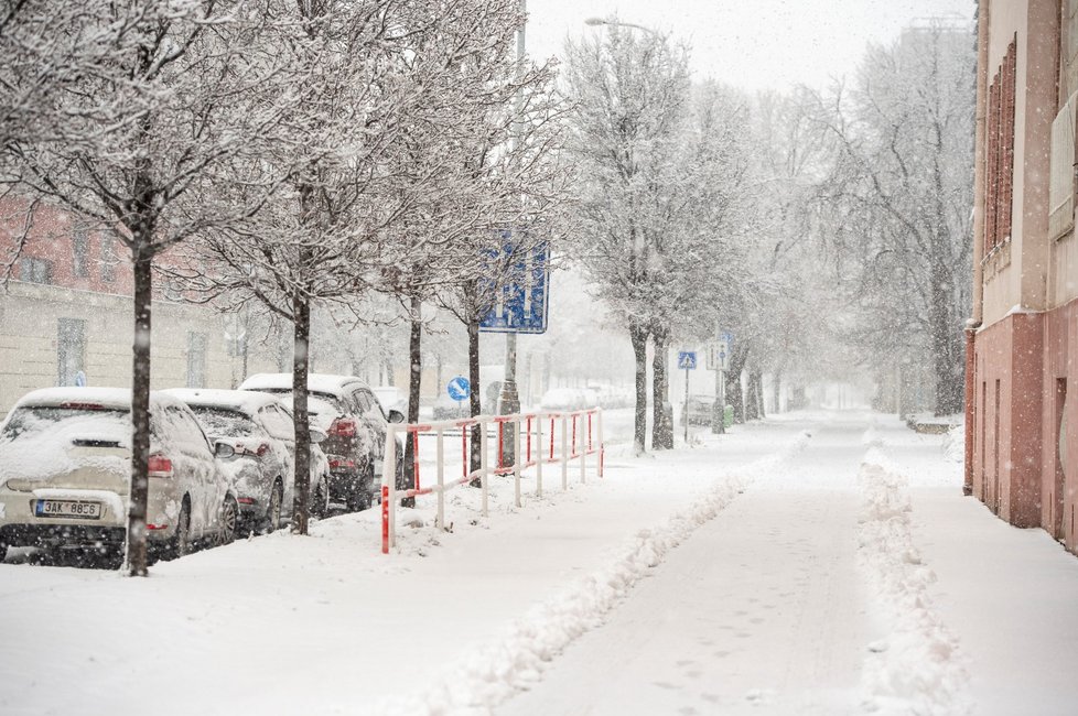 Sníh v Praze (3. 2. 2019)