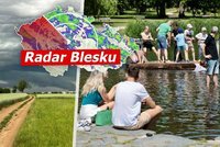 V Česku se ochladí, bouřky hrozí dál. Kdy se vrátí tropických 30 °C? Sledujte radar Blesku
