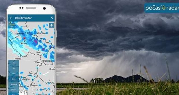 Aplikace Počasí & Radar obsahuje dešťový radar a předpověď pro ČR i celý svět