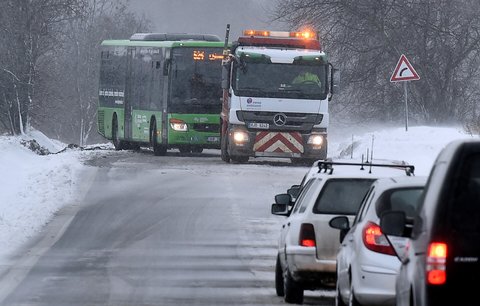 Popadané stromy, sněhové jazyky a nehody. Dopravu v Česku brzdí úder zimy