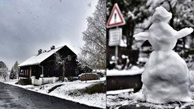 Česko s bílou peřinou: Na Šumavě napadlo pět centimetrů sněhu.