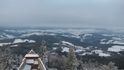 Pohled na Šumavu v zimě z hradu Kašperk