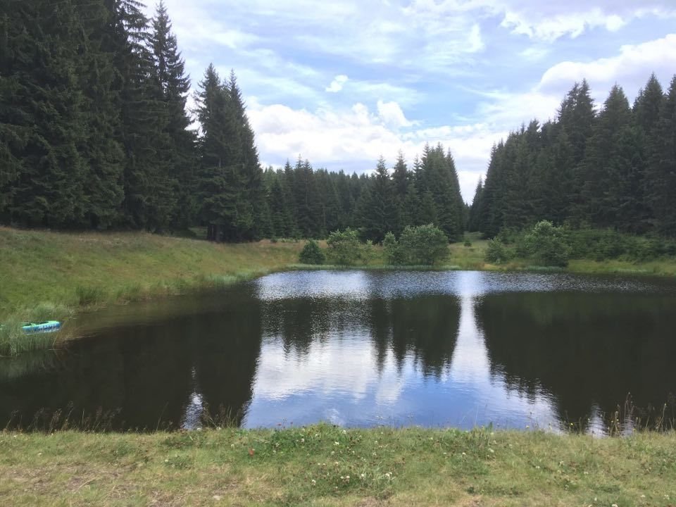 Vedro v Česku: Liduprázdno u rybníka u severočeské Moldavy (28. 7. 2020)