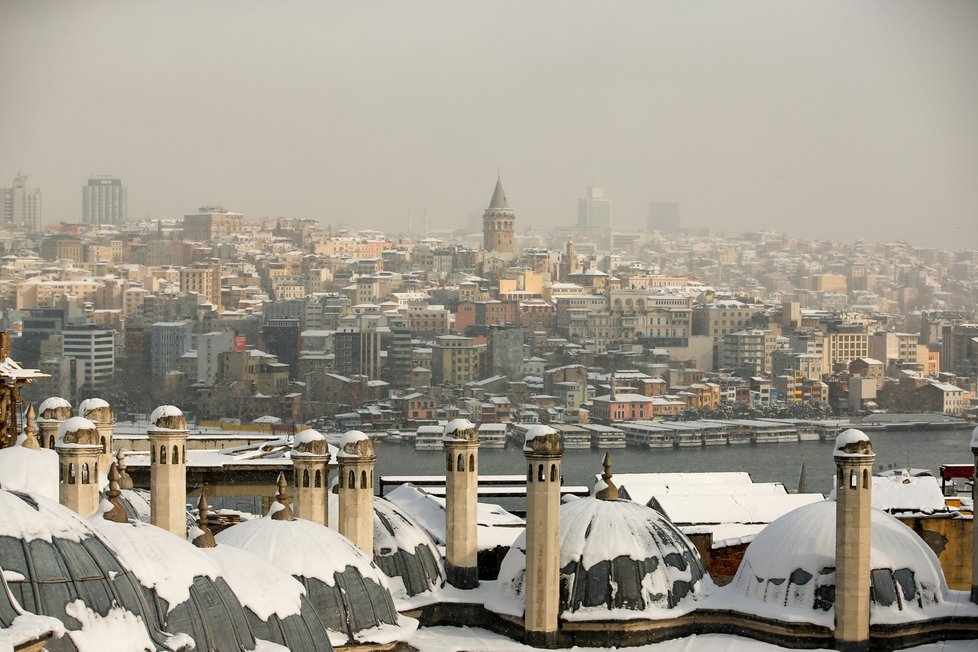 Zasněžený Istanbul.