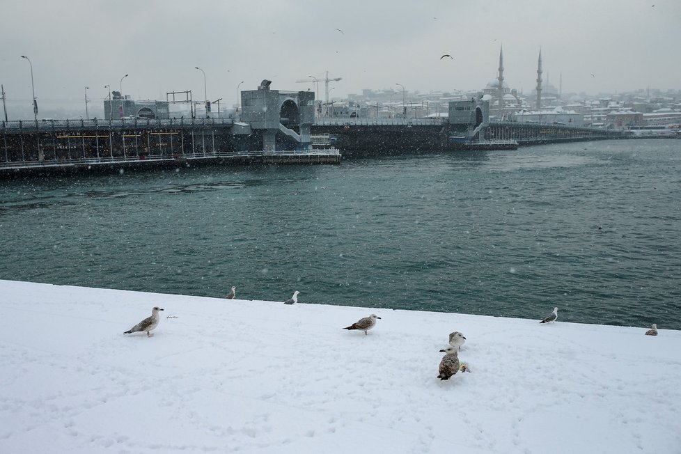 Zasněžený Istanbul.