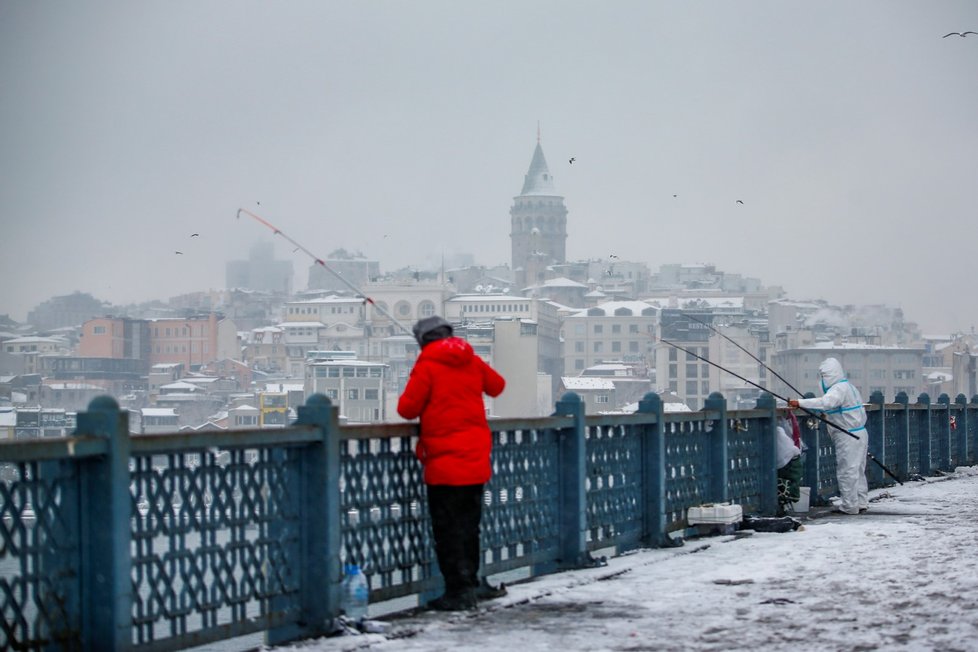 Zasněžený Istanbul.