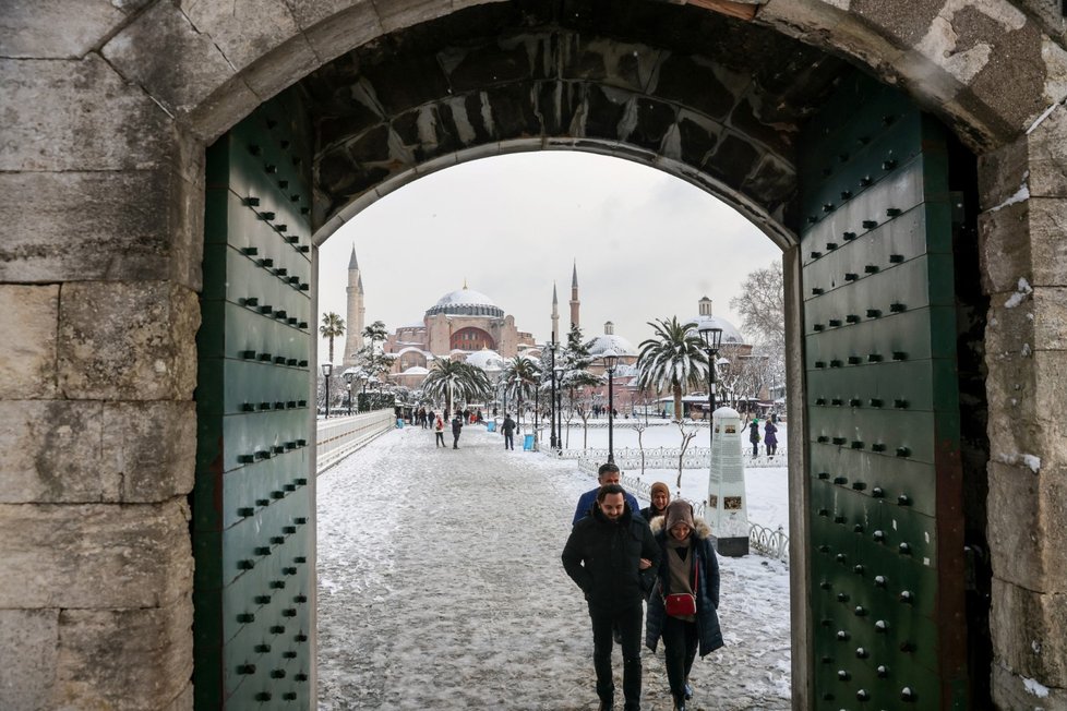 Zasněžený Istanbul.