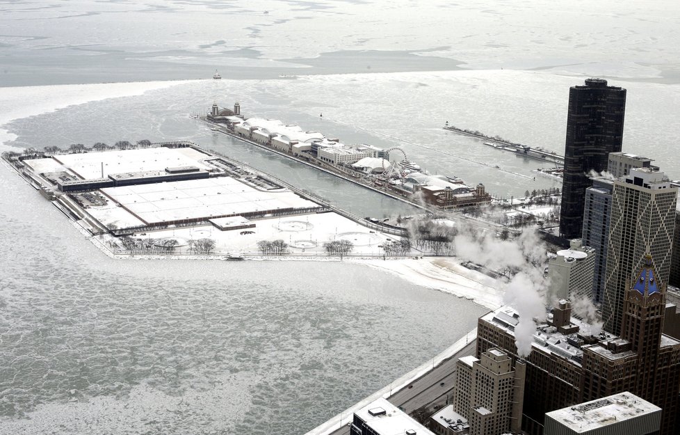 Pohled na zamrzlé Chicago