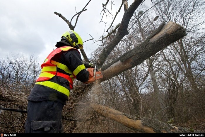 Hasiči na severu Moravy odstraňují následky silného větru, který se prohnal republikou.