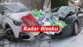 Nový sníh a klouzačka na silnici přinesly nové nehody (8.4.2021)