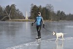 Zamrzlý Zámecký rybník v Lednici na Břeclavsku přilákal bruslaře.